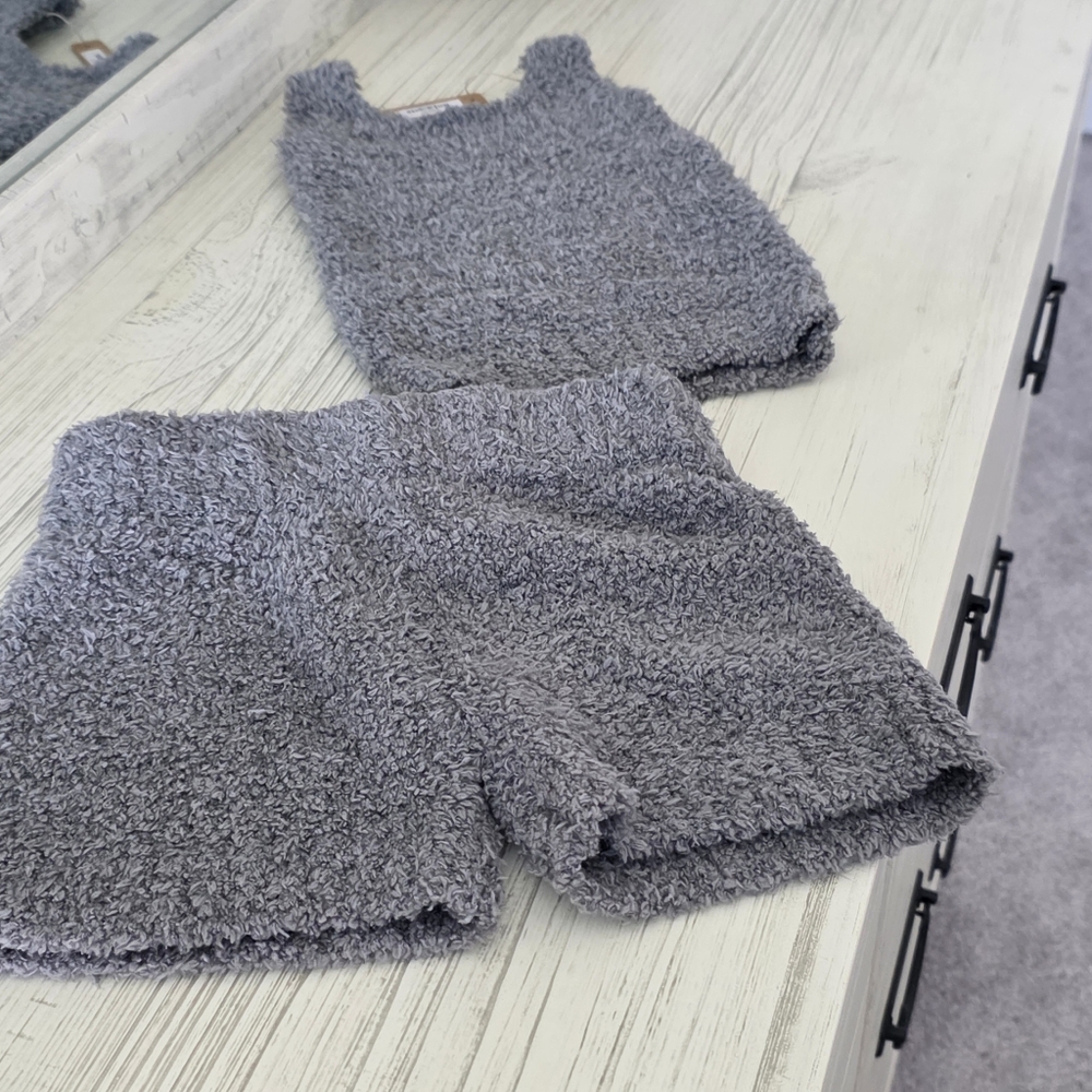 2pcs SKIMS GIRLS COZY TANK Nwt And Shorts IN SMOKE 2T/3T/ NWOT